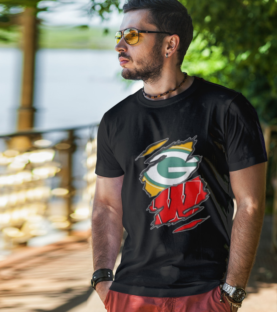 Green Bay Packers Wisconsin Badgers Team Sports Fan T-Shirt