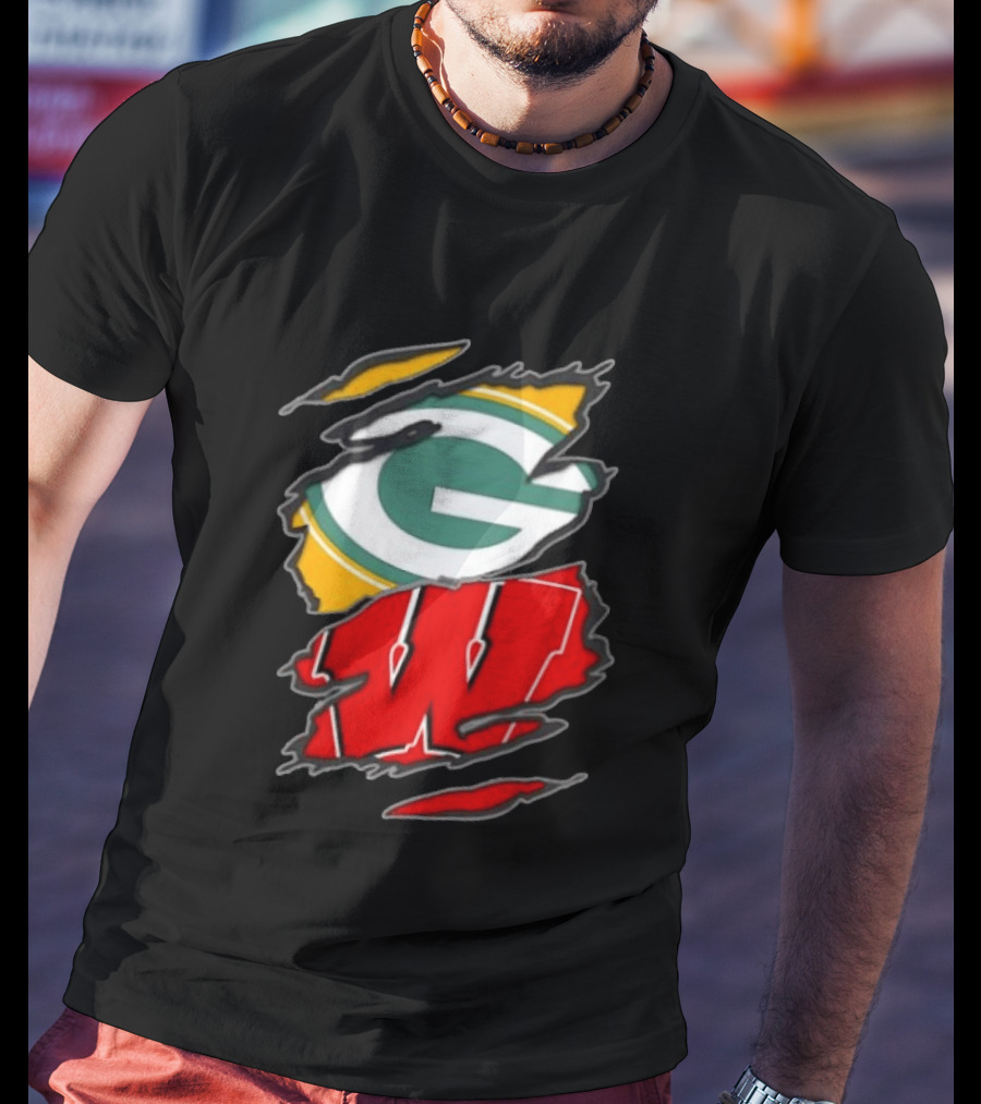 Green Bay Packers Wisconsin Badgers Team Sports Fan T-Shirt
