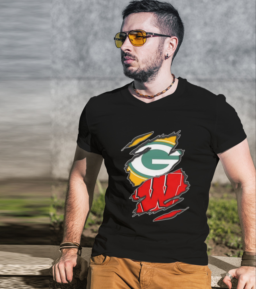 Green Bay Packers Wisconsin Badgers Team Sports Fan T-Shirt