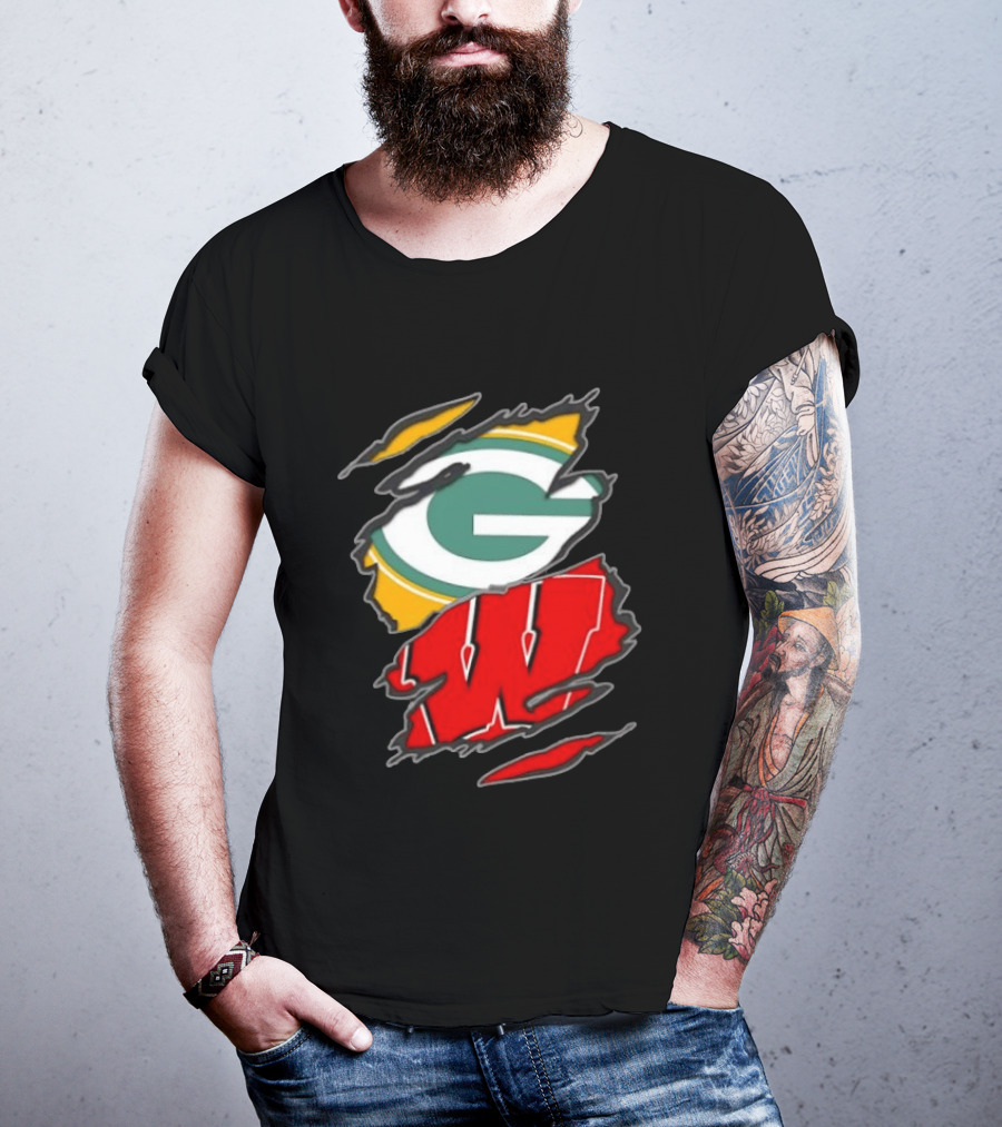 Green Bay Packers Wisconsin Badgers Team Sports Fan T-Shirt