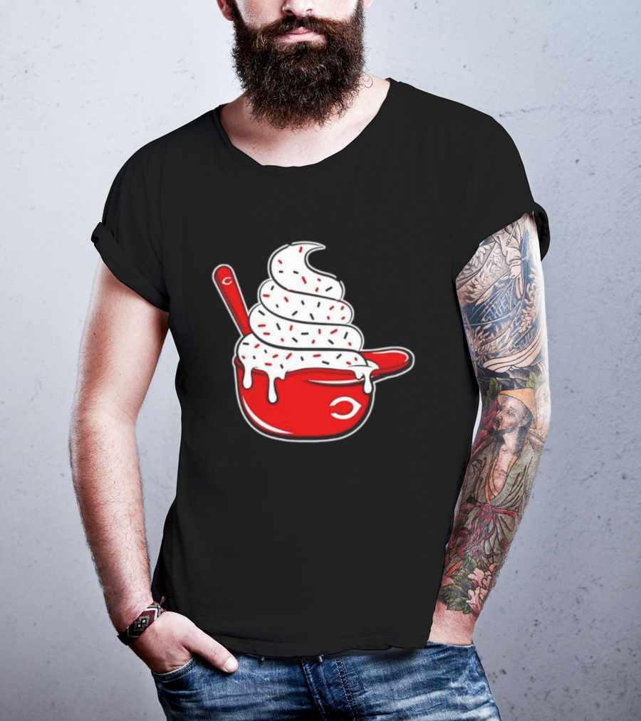 Cincinnati Reds Ice Cream Helmet With Sprinkles And Spoon T-Shirt
