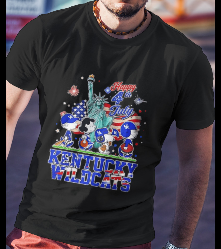 Happy 4th Of July Peanuts Kentucky Wildcats Independence Day Celebration T-Shirt