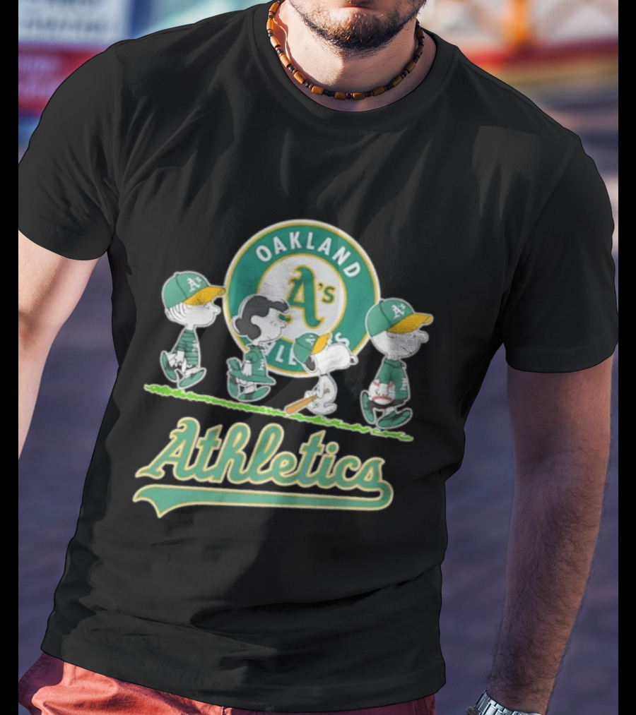 Peanuts Characters Oakland Athletics A's Team Major League Baseball Snoopy Charlie Brown Woodstock T-Shirt