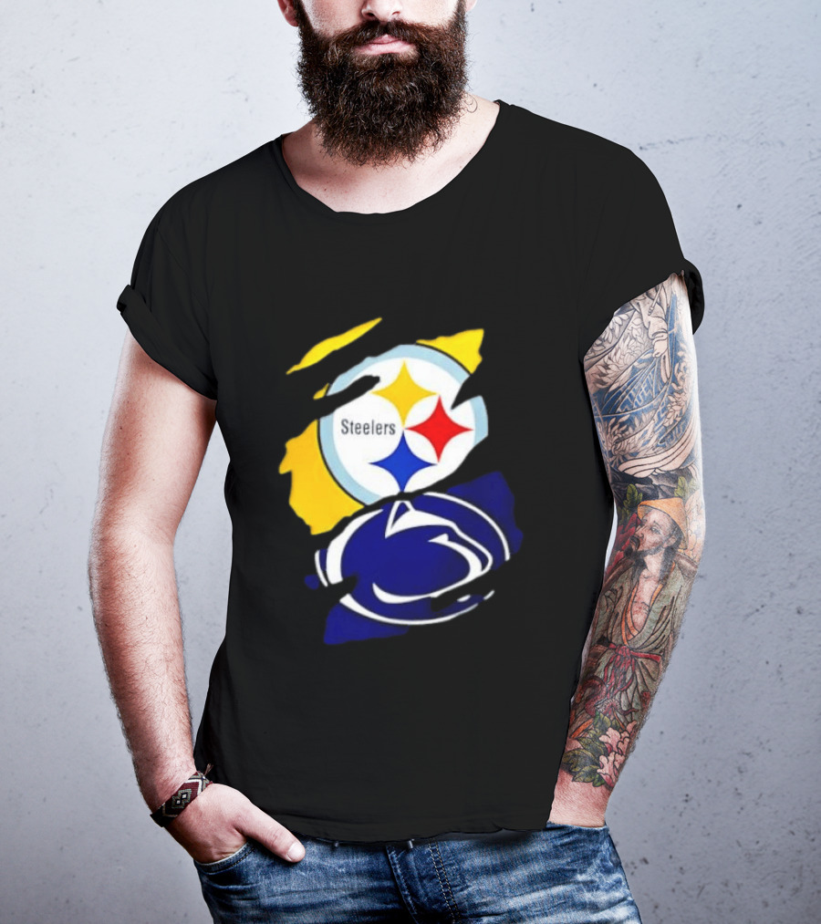 Pittsburgh Steelers Penn State Nittany Lions Team Tear T-Shirt