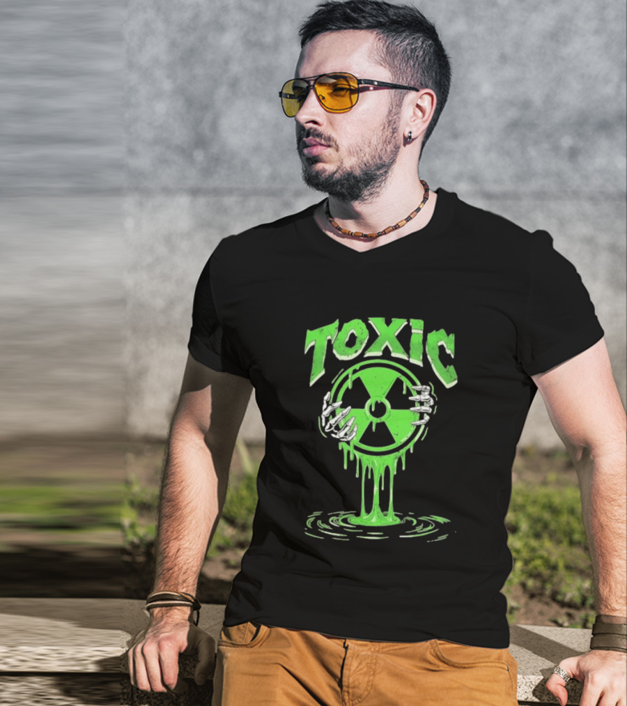 Toxic Radioactive Nuclear Hazard Slime Skeleton Hands T-Shirt