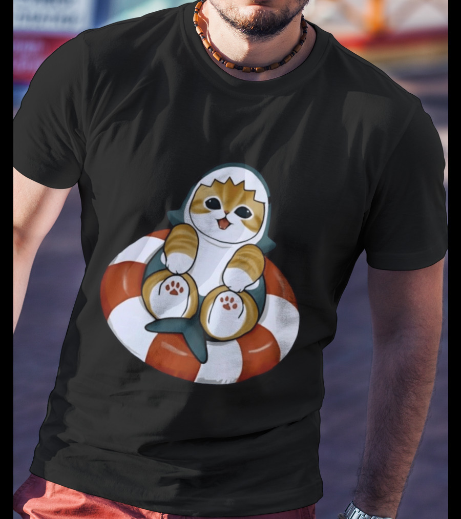 Shark Kitten Inflatable Tube Cat Shark Halloween Cats Animals T-Shirt