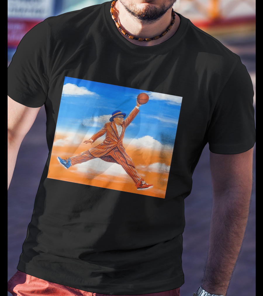 Spike Lee Jumping Basketball Air Jordan Jumpman Striped Suit Sky Sneakers T-Shirt