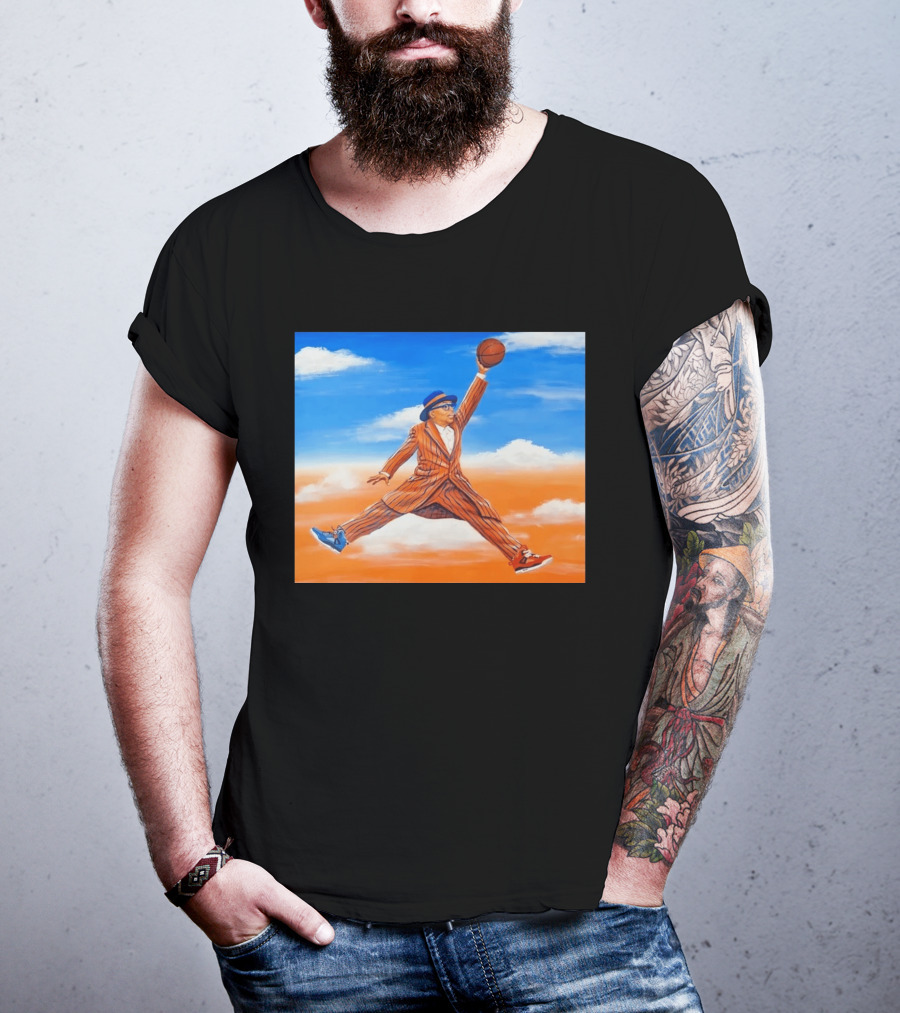 Spike Lee Jumping Basketball Air Jordan Jumpman Striped Suit Sky Sneakers T-Shirt