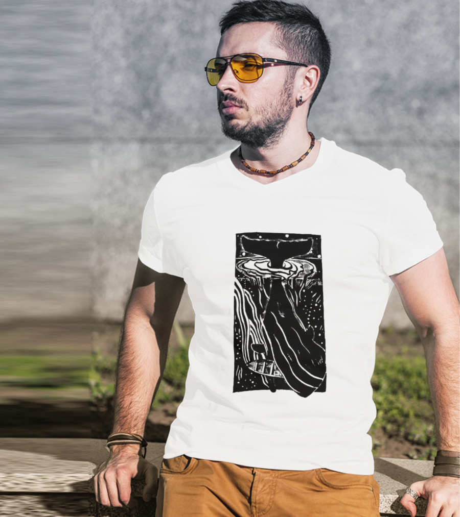 American Traditional Moby Dick Vintage Tattoo Style Whale Ocean Nautical T-Shirt