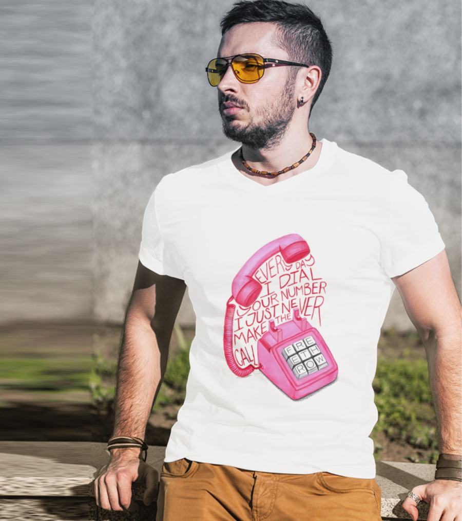 Every Day I Dial Your Number I Just Never Make The Call Retro Pink Telephone T-Shirt