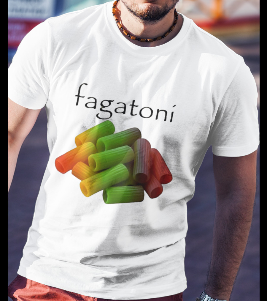Fagatoni Rainbow Rigatoni Pasta Food Joke Pun LGBTQ+ Pride Humor T-Shirt