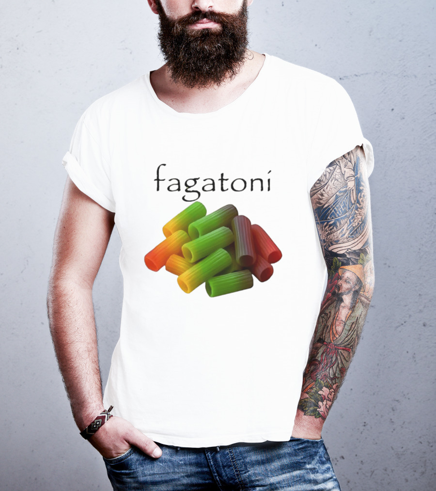 Fagatoni Rainbow Rigatoni Pasta Food Joke Pun LGBTQ+ Pride Humor T-Shirt