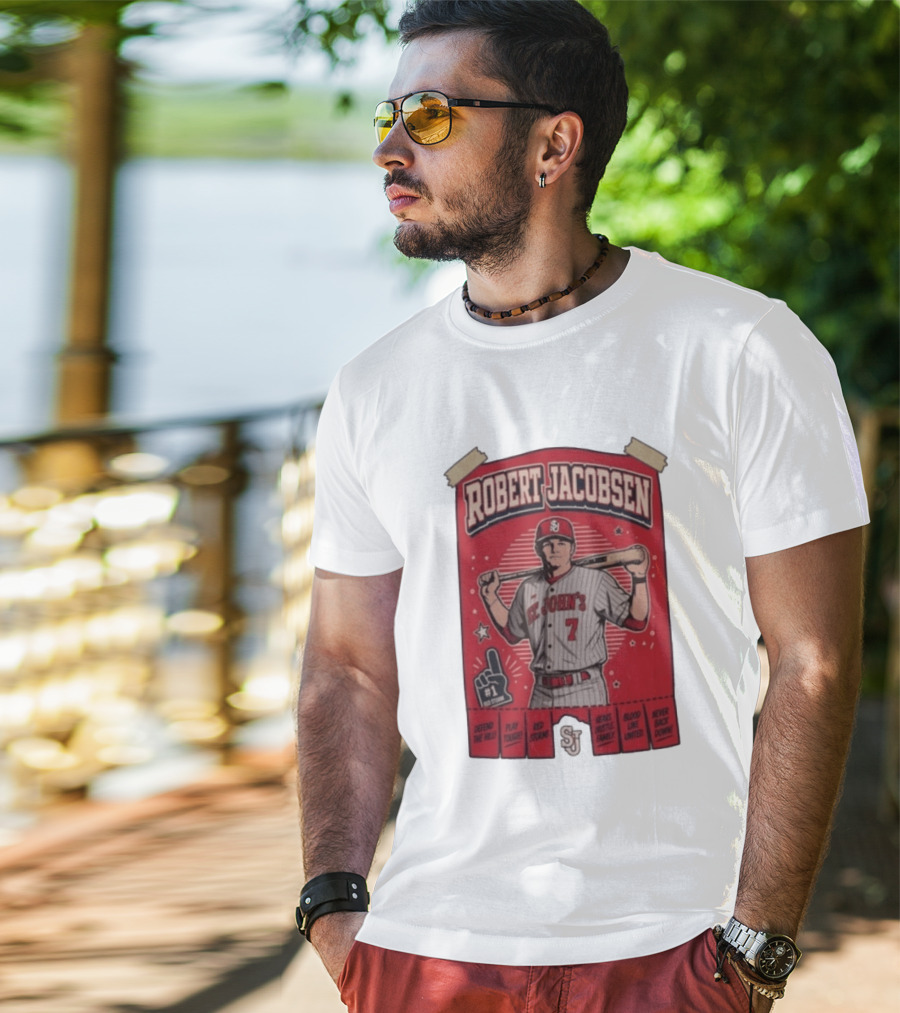 Robert Jacobsen St John's 7 Red Storm Defend The Hill Play Tough Blood Line United T-Shirt