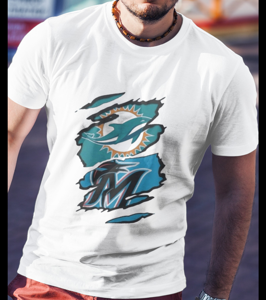 Miami Dolphins Marlins Beneath The Surface NFL MLB T-Shirt