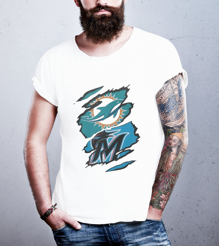 Miami Dolphins Marlins Beneath The Surface NFL MLB T-Shirt