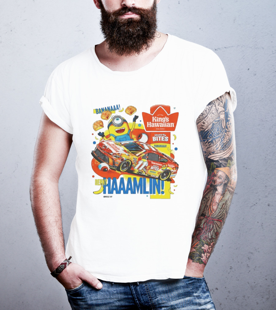 Minions Bananaa With Denny Hamlin King's Hawaiian Shake 'n Bites Racing 2026 T-Shirt