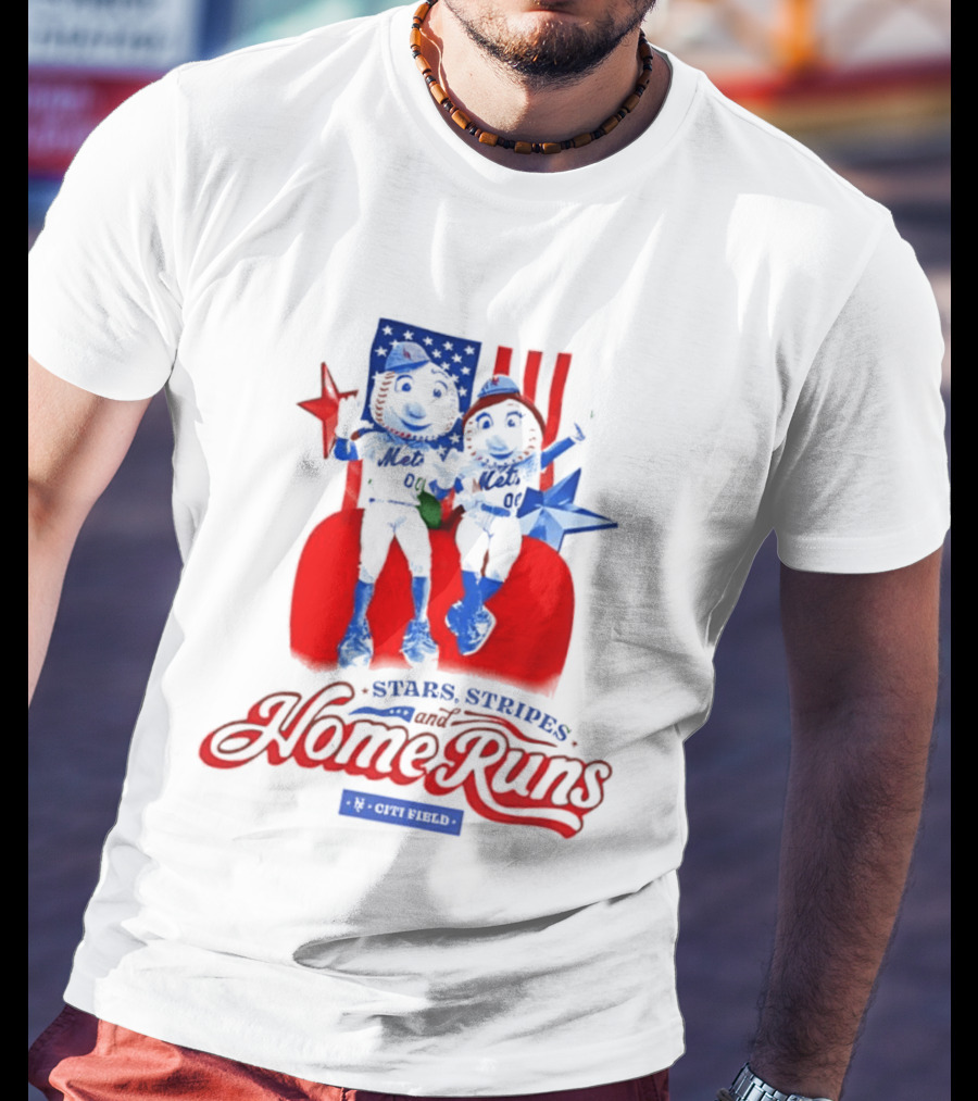 New York Mets Stars Stripes Home Runs Mr Met America T-Shirt