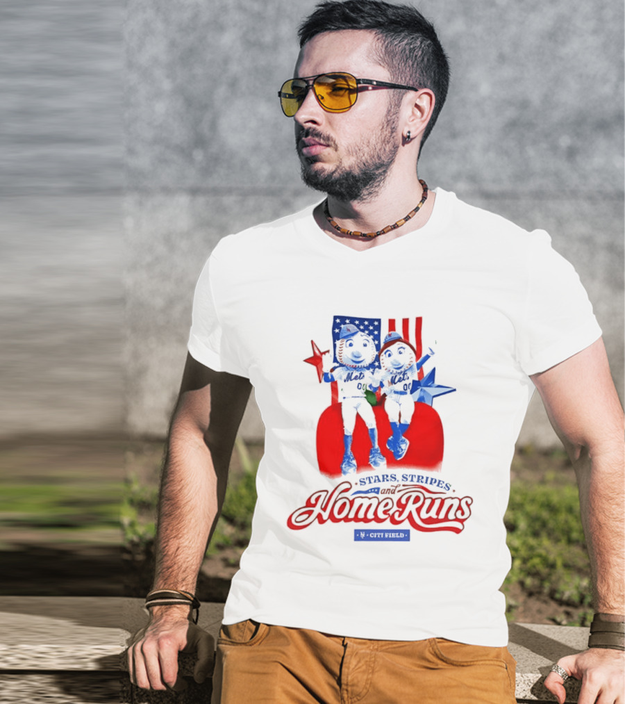 New York Mets Stars Stripes Home Runs Mr Met America T-Shirt