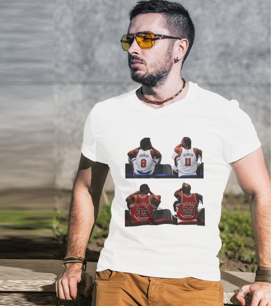 OG Anunoby Jalen Brunson Knicks Scottie Pippen Michael Jordan Bulls Legends 23 33 11 8 T-Shirt
