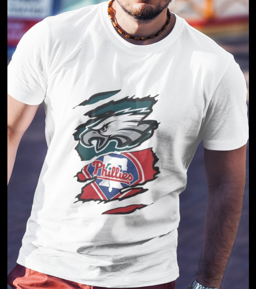 Philadelphia Eagles And Phillies Fan Merge Beneath The Surface T-Shirt