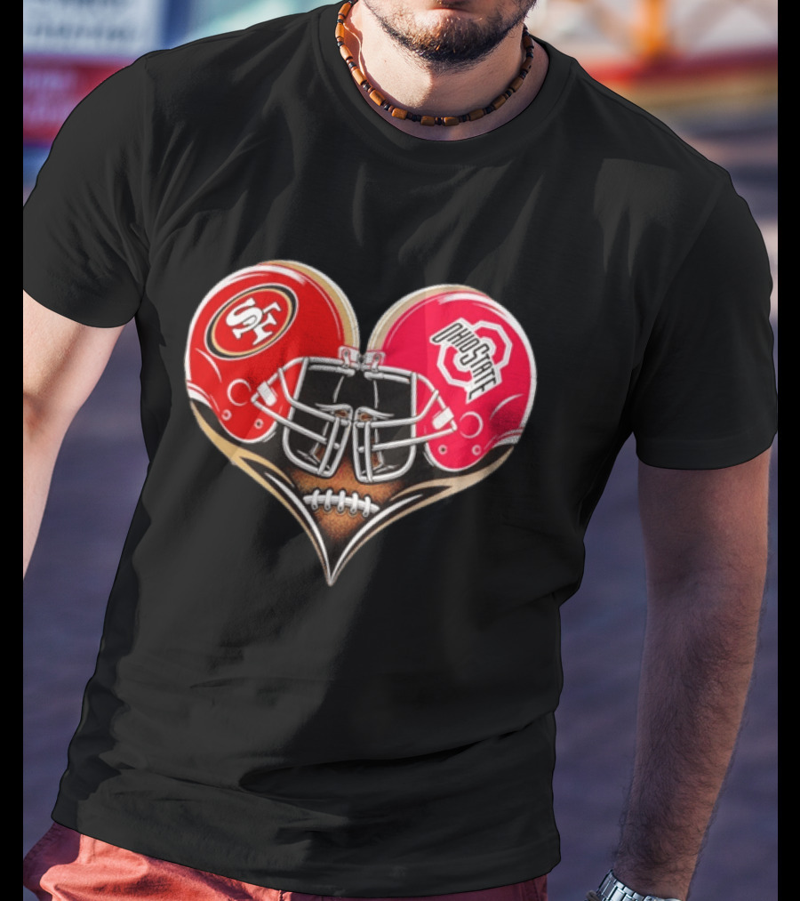 49Ers Ohio State Buckeyes Helmet Heart Love T-Shirt