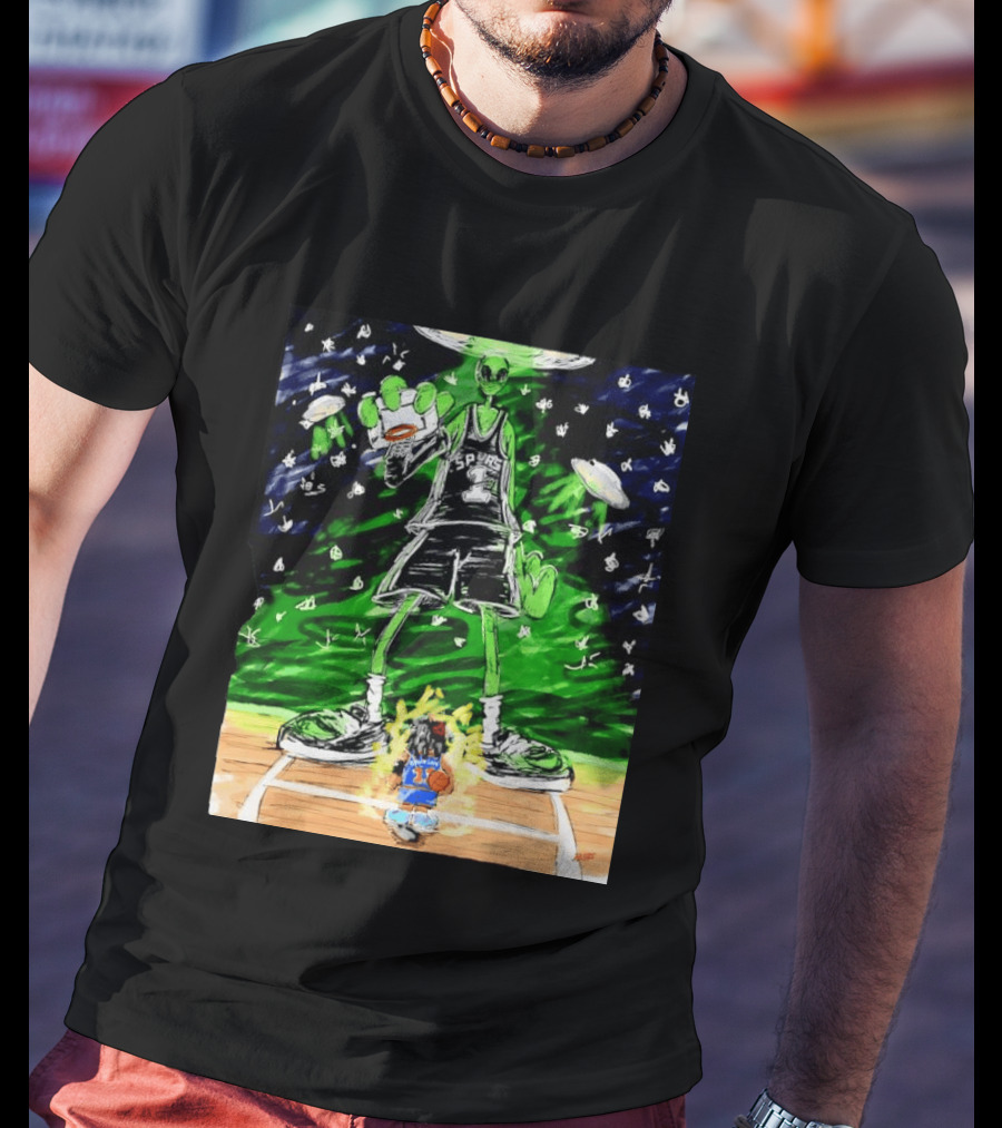 Victor Wembanyama Alien San Antonio Spurs Vs Jalen Brunson New York Knicks NBA Showdown T-Shirt