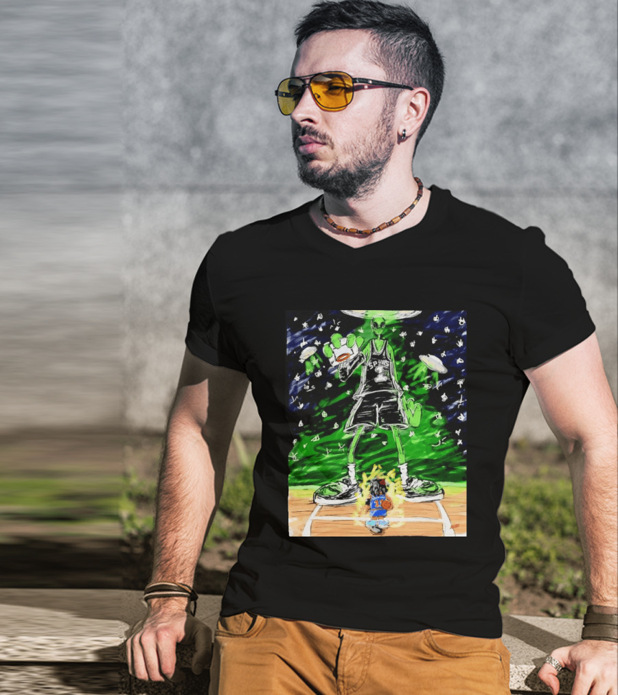 Victor Wembanyama Alien San Antonio Spurs Vs Jalen Brunson New York Knicks NBA Showdown T-Shirt