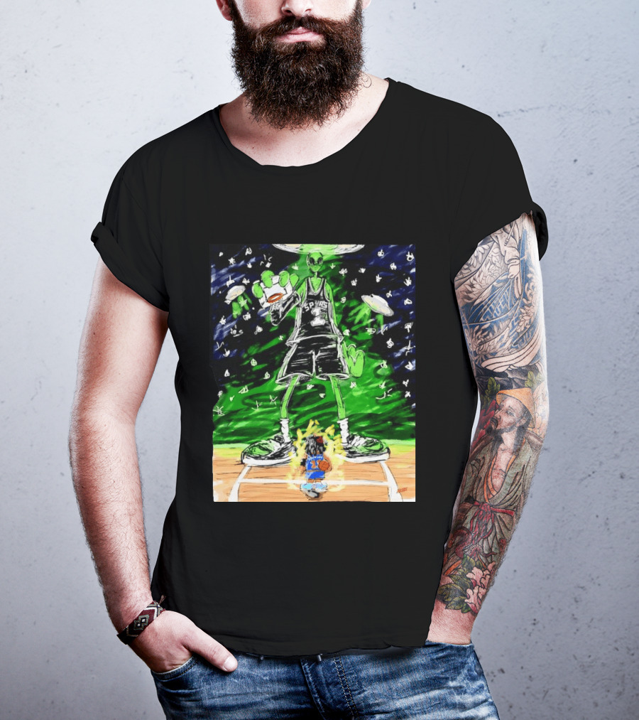 Victor Wembanyama Alien San Antonio Spurs Vs Jalen Brunson New York Knicks NBA Showdown T-Shirt