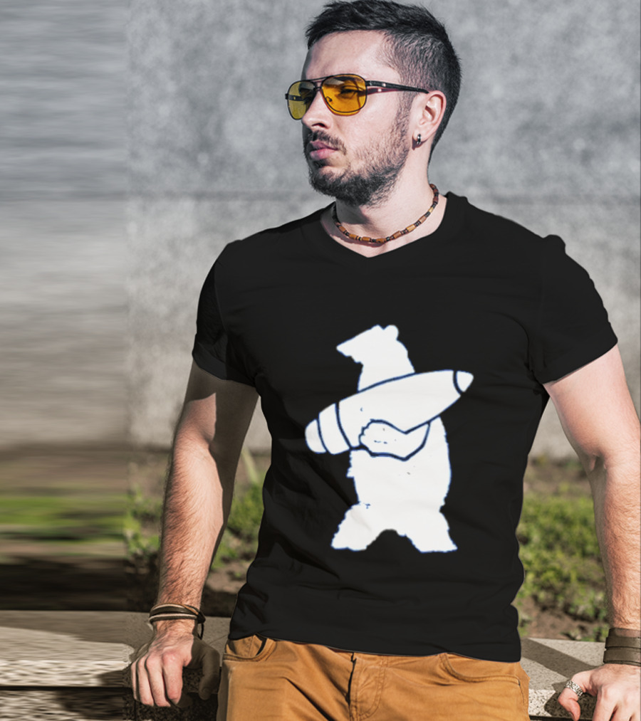 California Republic Bear Holding Bullet Munitions Military Tactical Morale T-Shirt