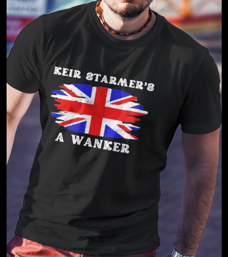 Keir Starmer's A Wanker Union Jack Flag British Political Satire T-Shirt