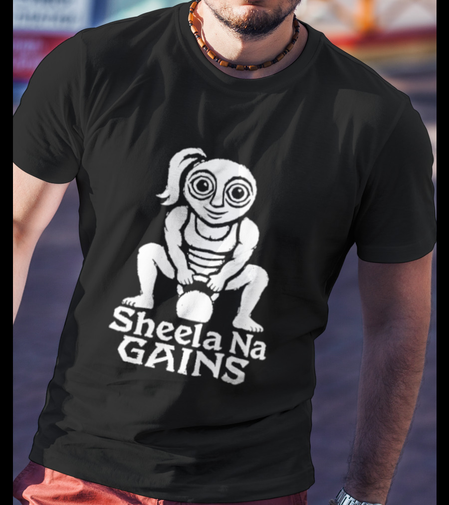 Sheela Na Gig Kettlebell Exercise Sheela Na Gains Fitness Workout Lifting T-Shirt