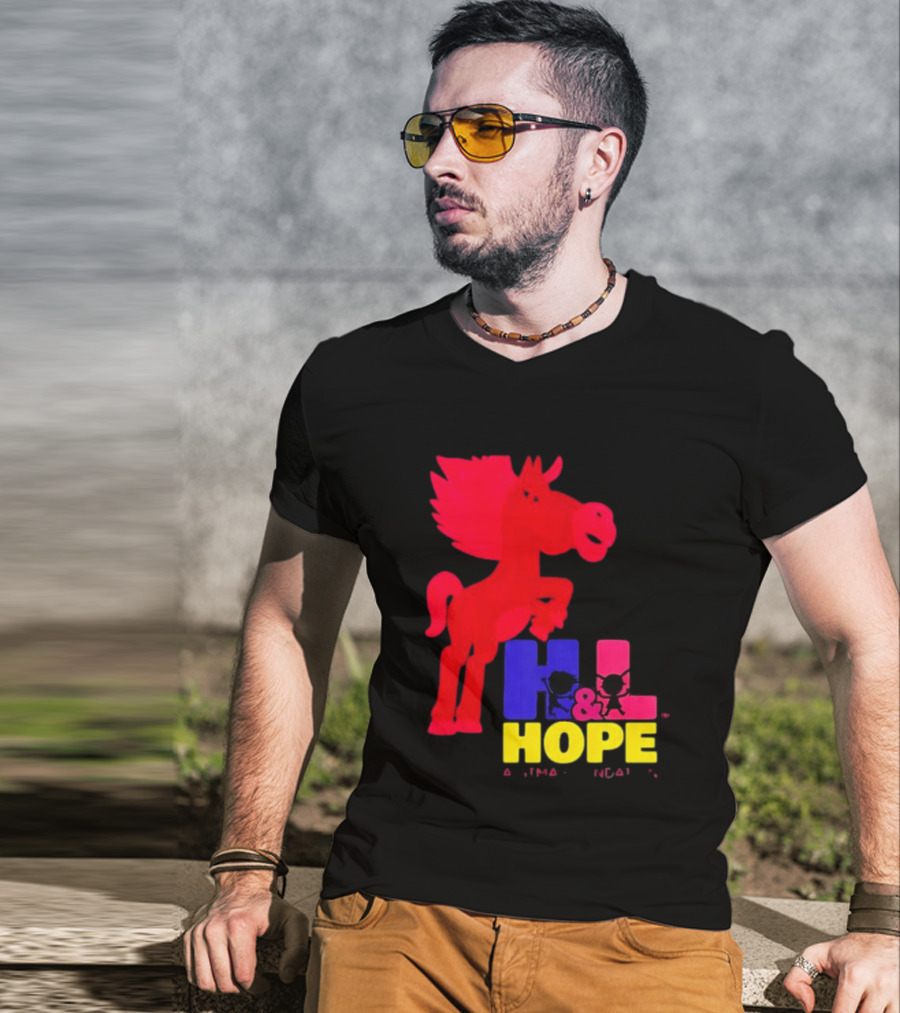 HL Hope GTMA Foundation Red Horse And Colorful Letters T-Shirt