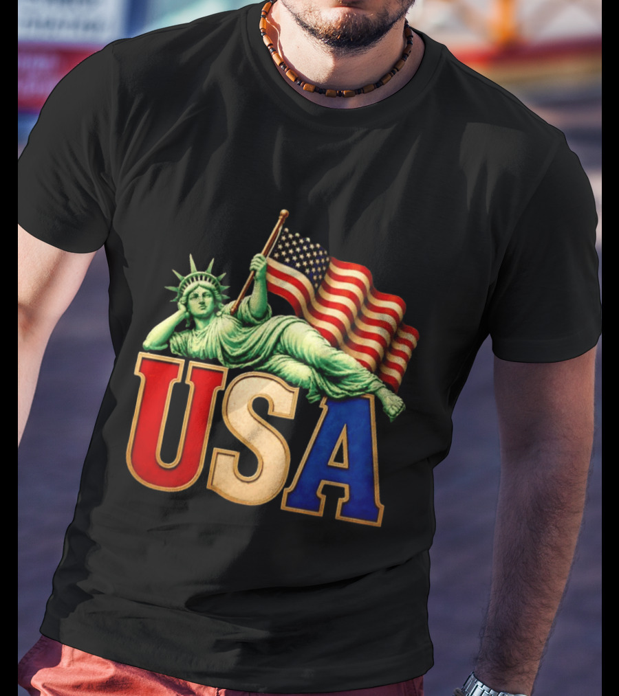 Statue Of Liberty USA Flag Patriotic T-Shirt