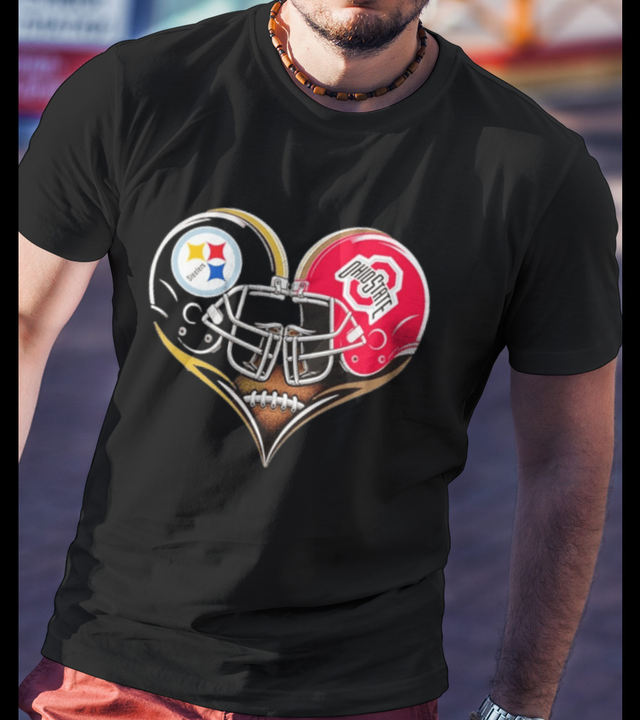 Steelers Ohio State Buckeyes Heart Helmet Fan Love T-Shirt