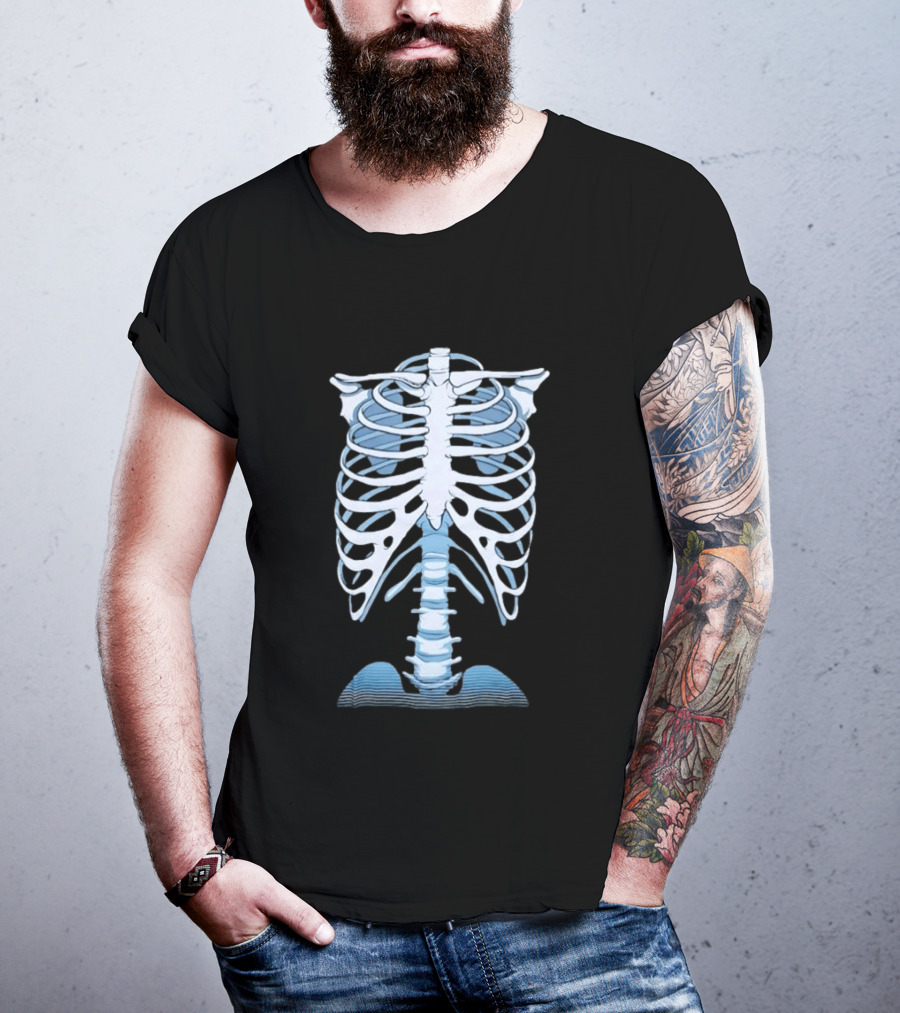 Human Rib Cage Vertebral Column Skeleton Anatomy T-Shirt
