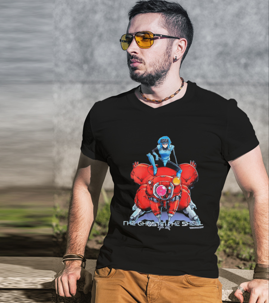 The Ghost In The Shell Major Motoko Kusanagi Riding Tachikoma Geeks Rule T-Shirt
