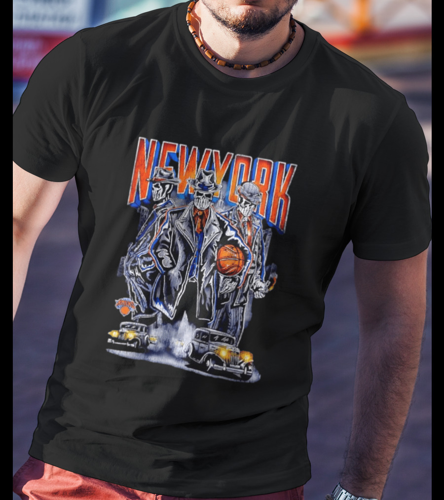 New York Gangster Skeletons Knicks Basketball Mobster T-Shirt