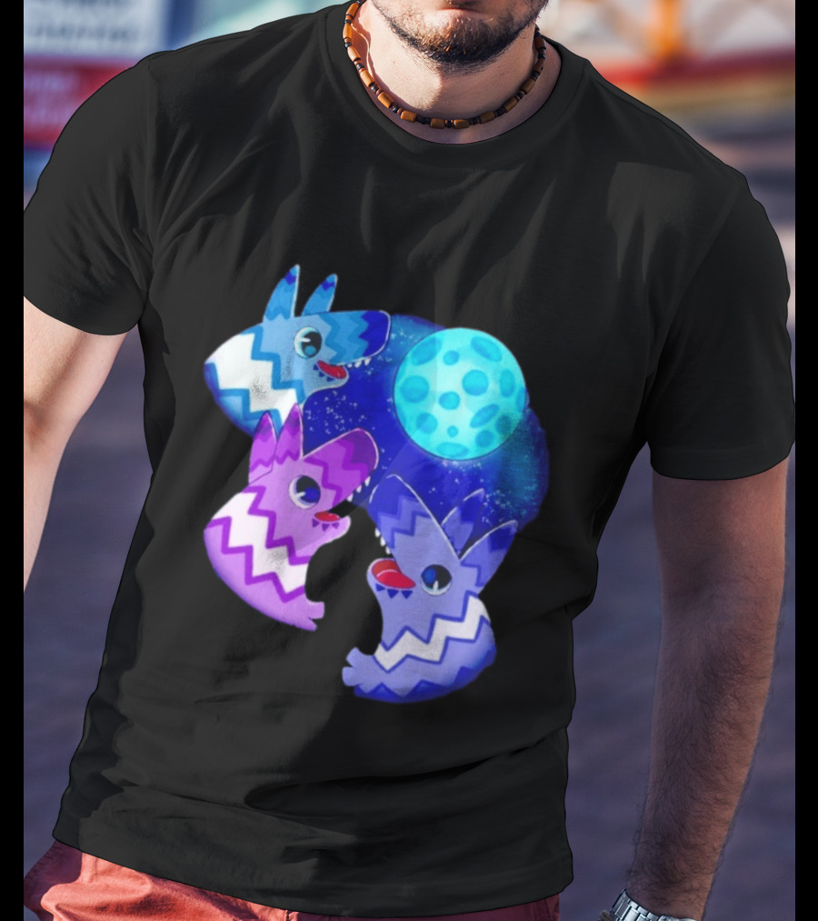 Pinata Dogs Howling At The Moon Blue Zigzag T-Shirt