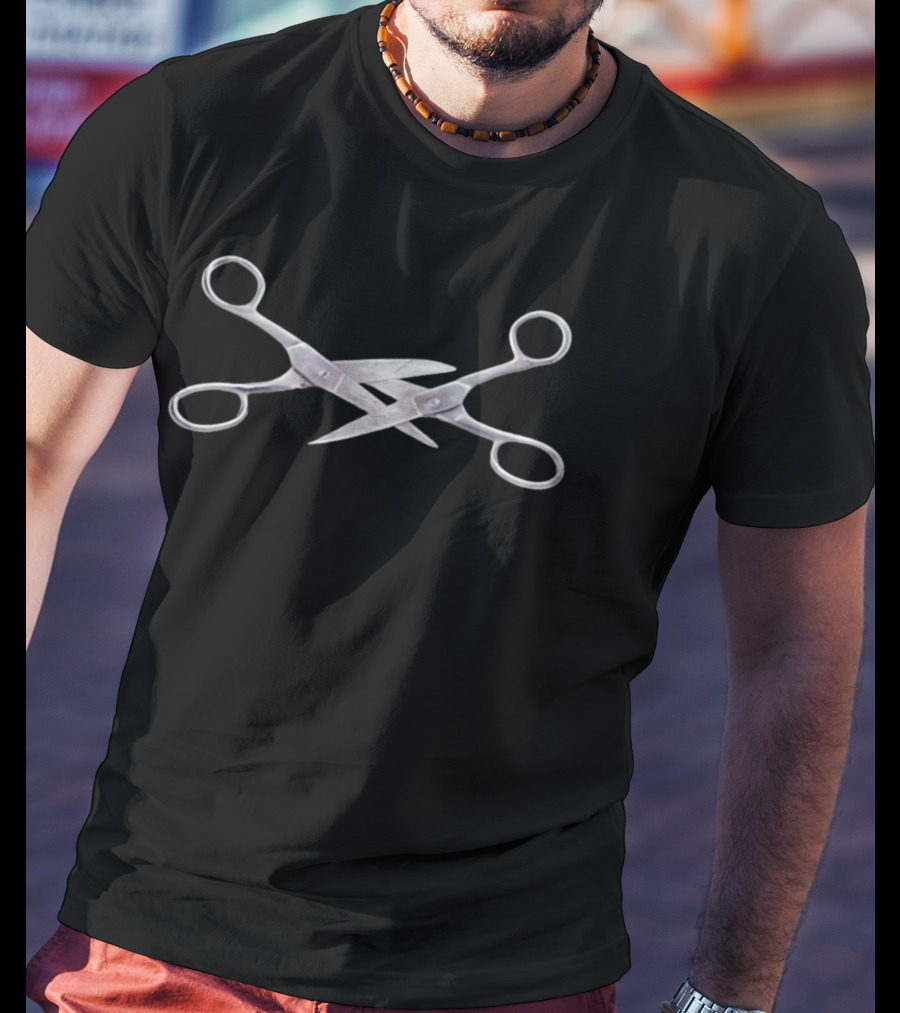 Sharp Crossed Scissors Cut T-Shirt