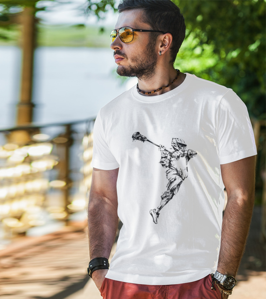 Lacrosse Athlete Dynamic Shot Preparation In Action T-Shirt