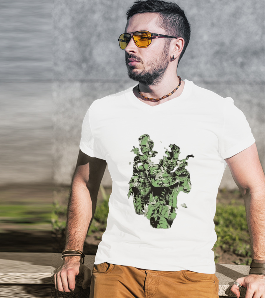 Naked Snake And The Boss Metal Solid 3 Snake Eater Iconic Duo Camouflage T-Shirt