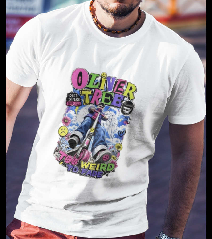 Oliver Tree Rest In Peace 1993 2023 Too Weird To Fade Angel Wings Scooter Floral T-Shirt