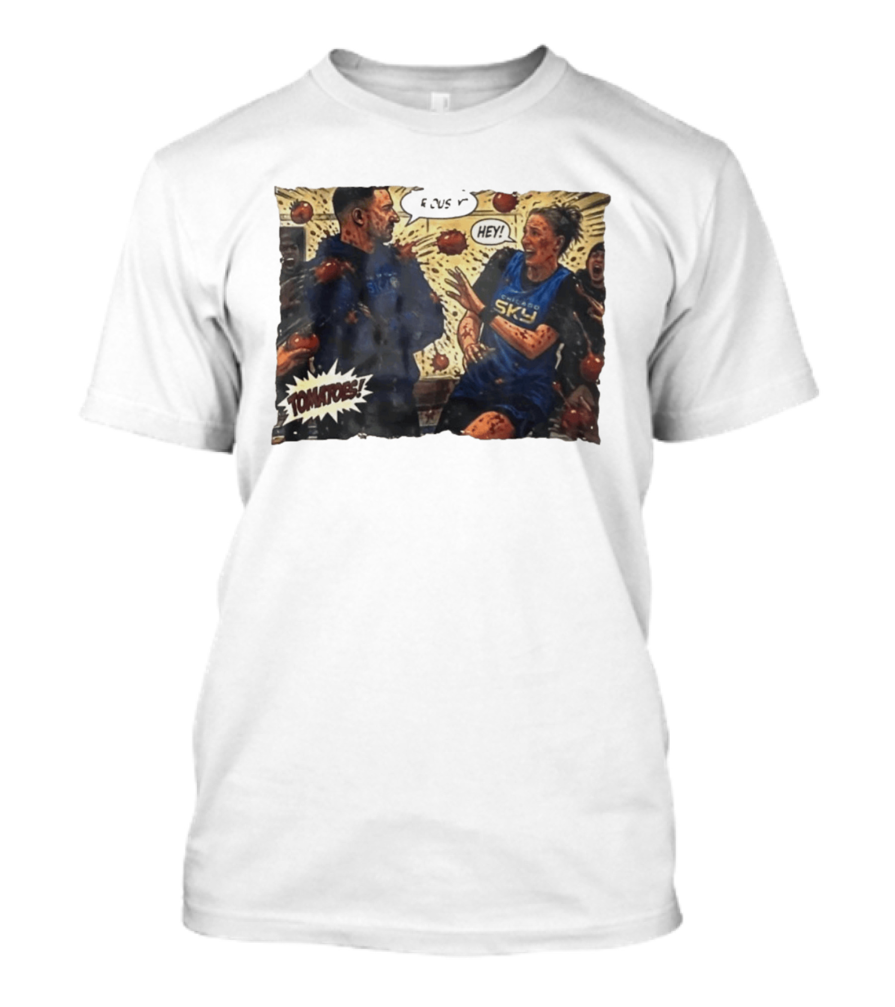 Chicago Sky Basketball Seriously Hey Tomatoes Comic Scene T-Shirt