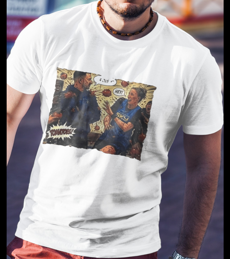 Chicago Sky Basketball Seriously Hey Tomatoes Comic Scene T-Shirt