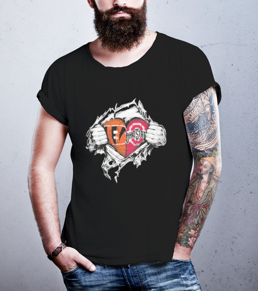 Bengals Ohio State Buckeyes Heart Tear T-Shirt