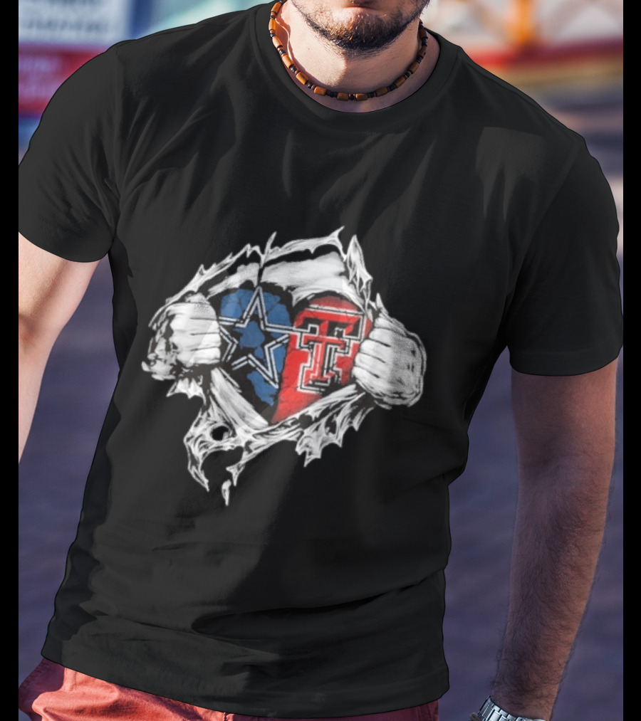Cowboys Texas Tech Ripped Heart T-Shirt