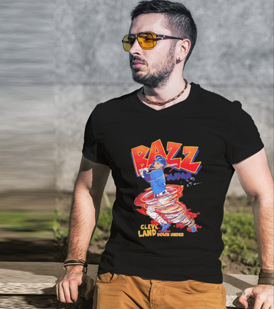 Bazz Mania Cleveland Down Under Travis Bazzana Batting Baseball T-Shirt