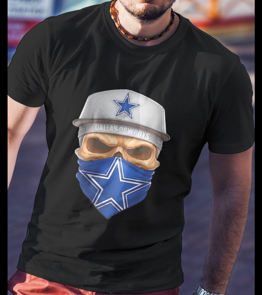 Dallas Cowboys Skull Bandana Cap Men Star T-Shirt