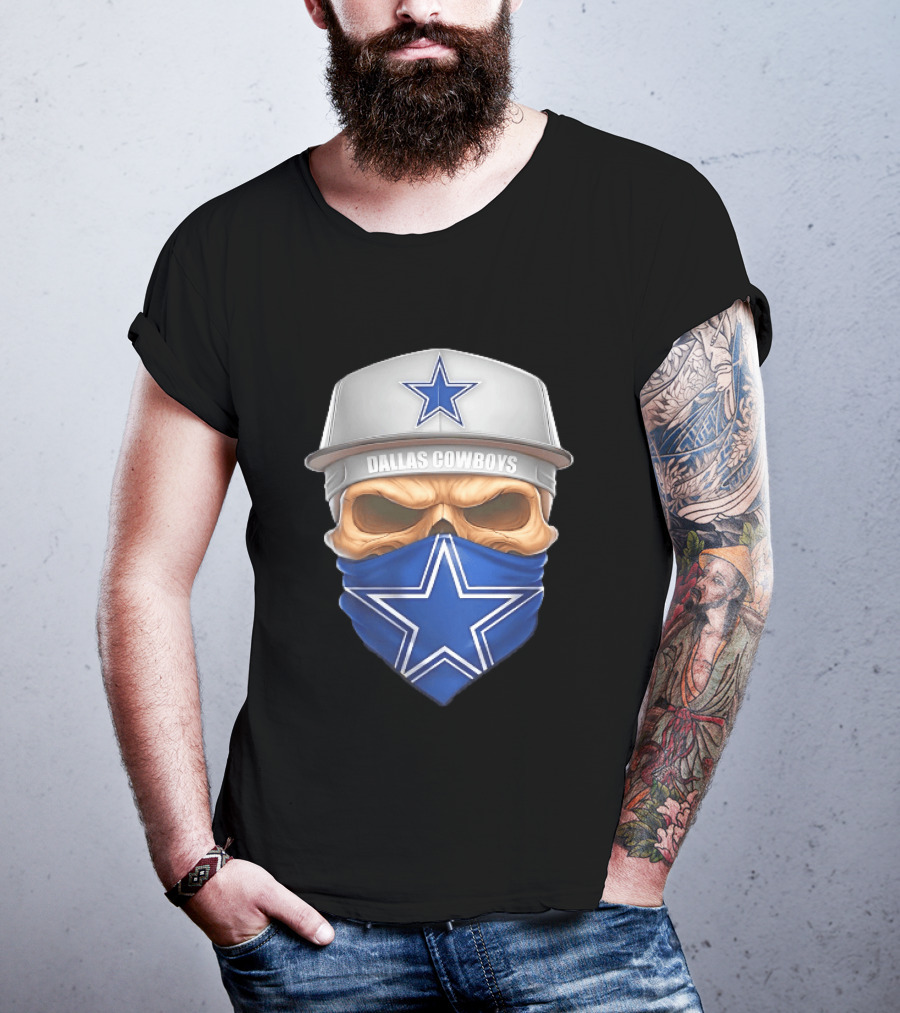 Dallas Cowboys Skull Bandana Cap Men Star T-Shirt