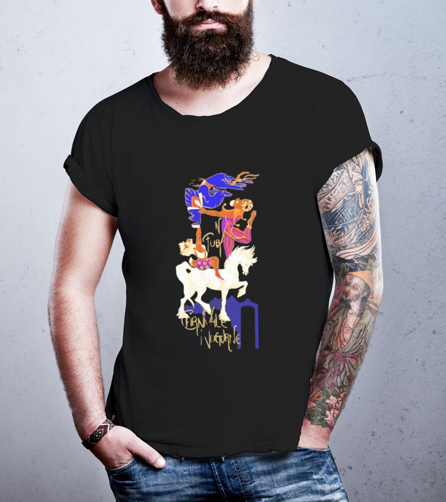 Carnivale Nocturne Jester And Horse With Vibrant Circus Animal And Bird T-Shirt